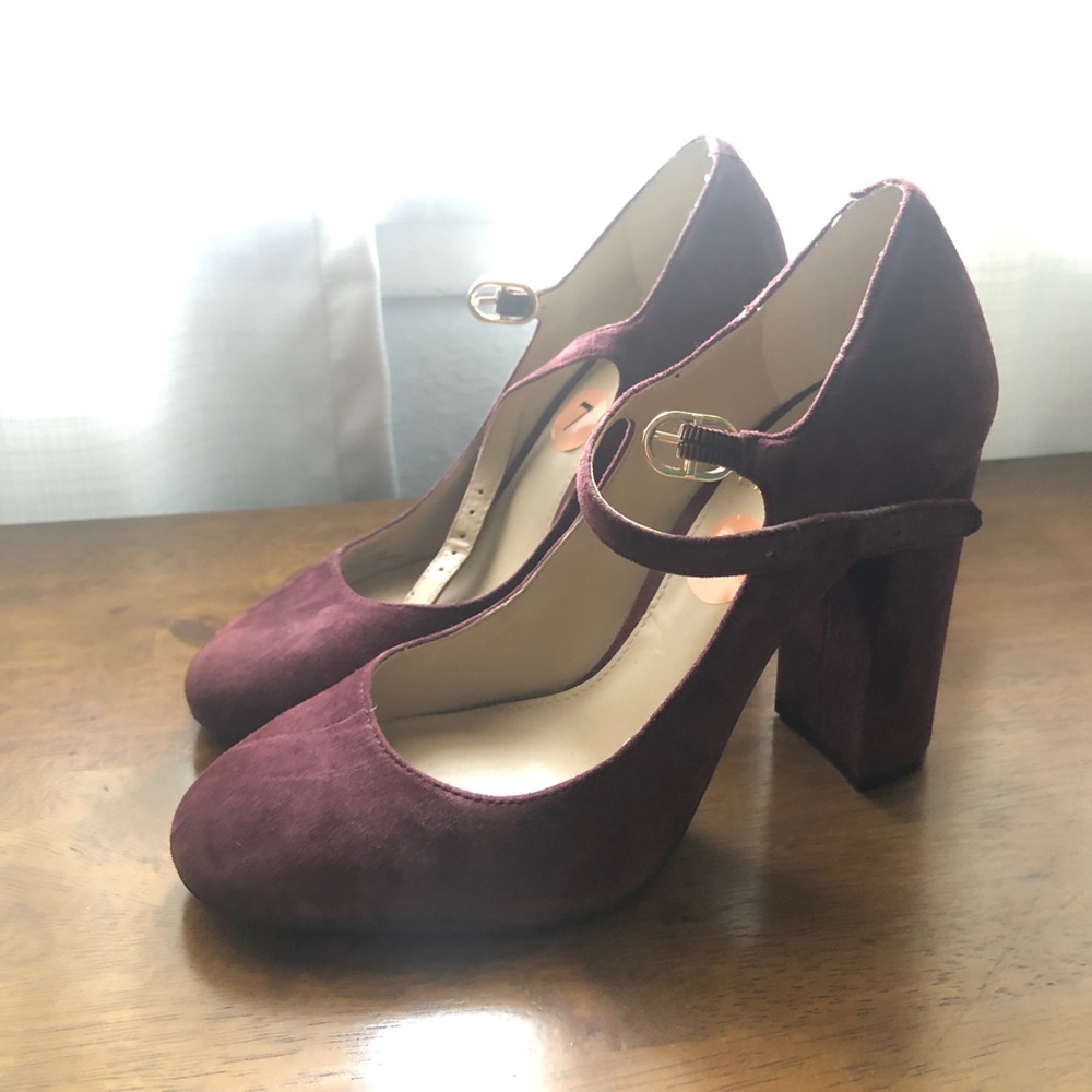 Vince Camuto Burgundy Suede Block Heels